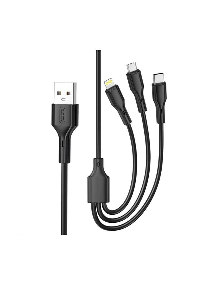 Кабель для зарядки телефону Тype-C, Lightning, MicroUSB 3 в 1 / Зарядний провід Тайп сі, Лайтнінг, мікро юсб XO (334298795)
