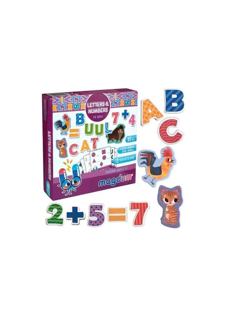 Настольная игра Магнитные буквы и цифры из магнита Magdum от 3 лет в ассортименте ML4031-09 EN Масік Нас3140 (370654409)