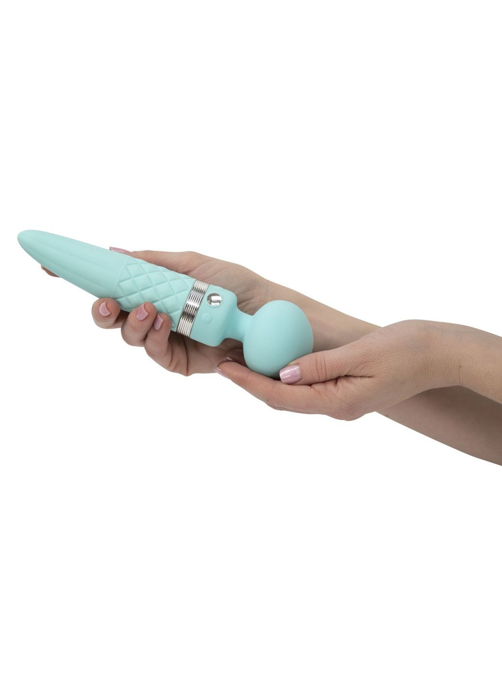 Вибромассажер 2в1 - Sultry Teal, классический массажер и вибратор с ротацией, подогрев Pillow Talk (335389181)