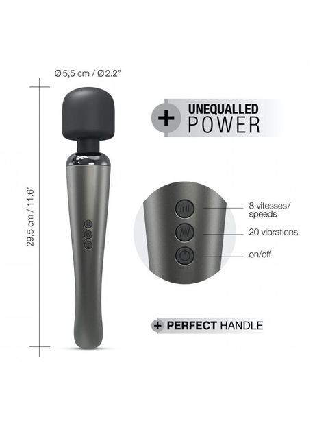 Потужний вібромасажер Megawand Chrome Silver який перезаряджається, 160 режимів Dorcel (335391199)