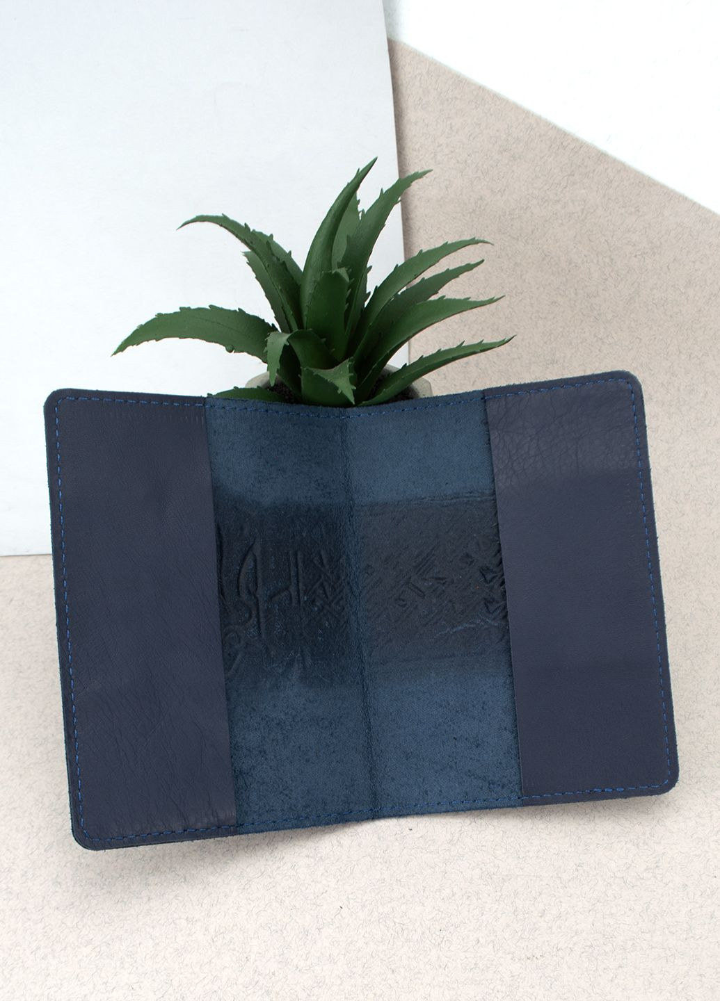 Подарочный мужской набор №86: портмоне + ремень + обложка на паспорт (синий) HandyCover (278649439)