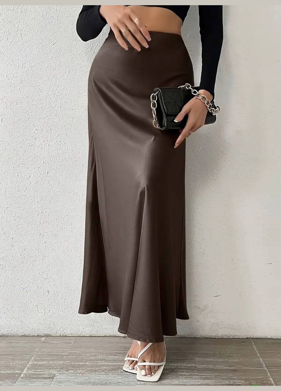 Коричневая повседневная однотонная женская юбка макси. Avanti