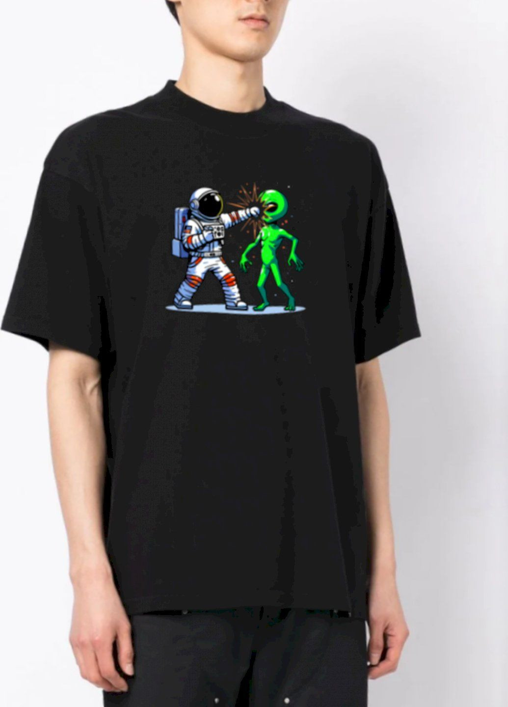 Чорна футболка oversize чоловіча чорна "humans wins" Trace of Space