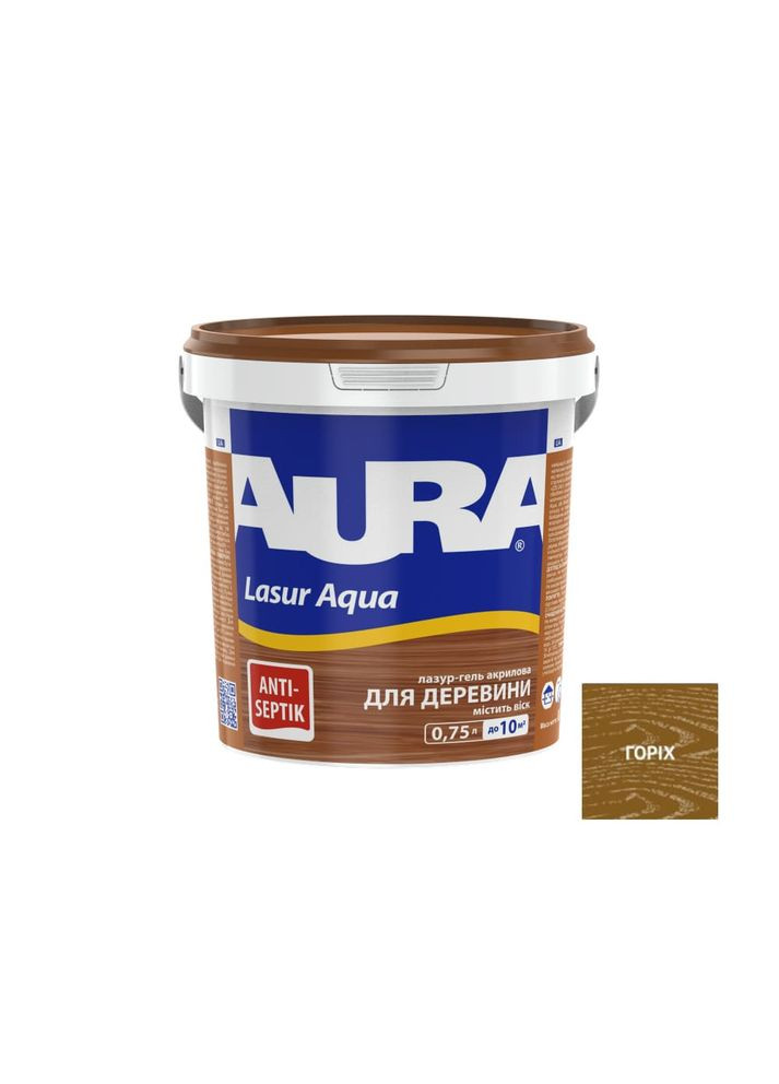 Лазур для дерева ® Lasur Aqua горіх шовковисто-матова 0.75 л AURA (360882069)