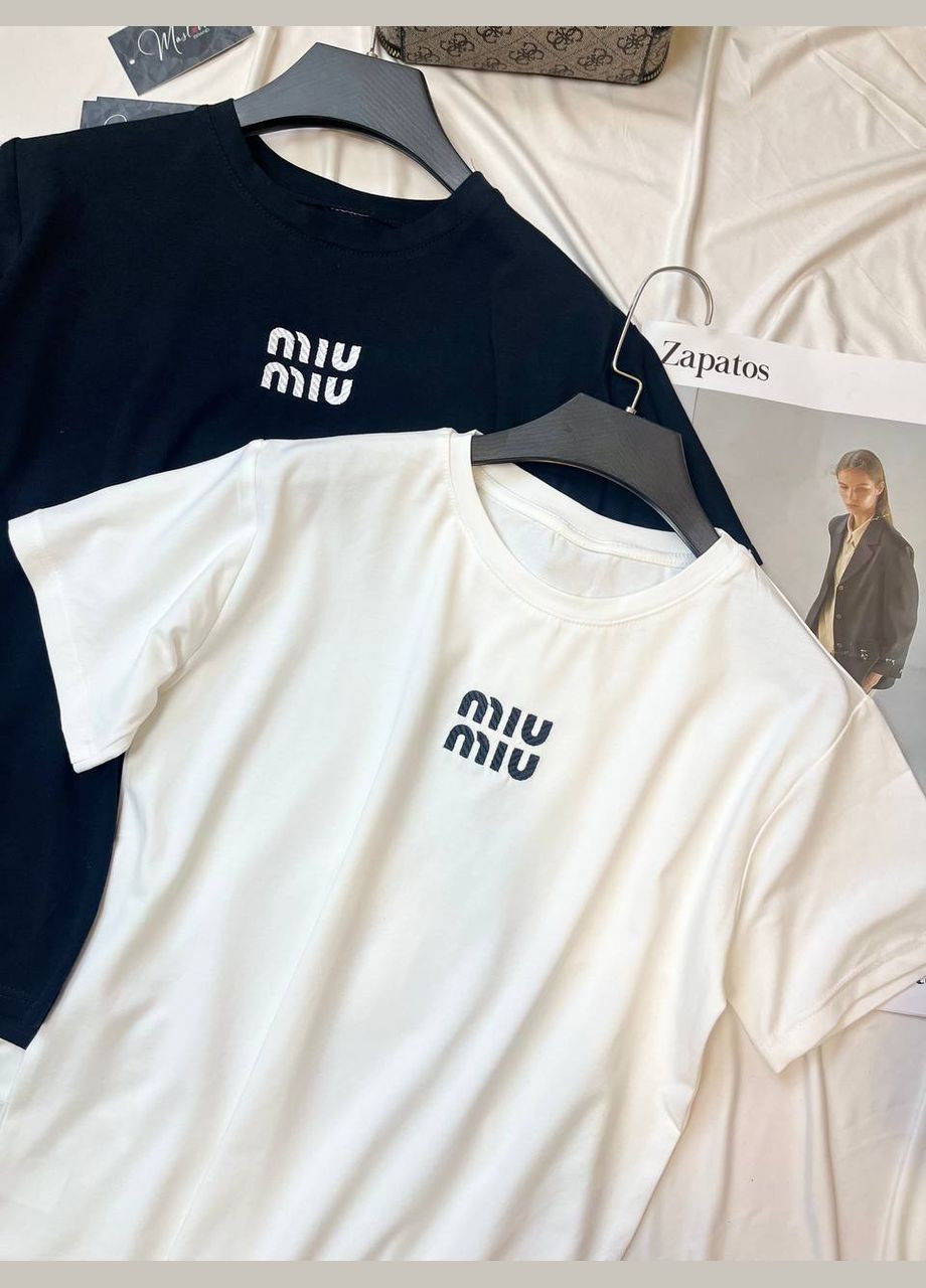 Базова футболка на кожен день з вишивкою «MIU MIU» No Brand - (331322010)