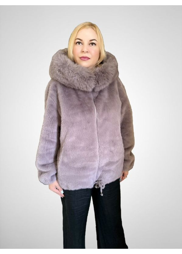 Жіноча шуба з капюшоном, опушка відстібна Молоко No Brand (358202951)
