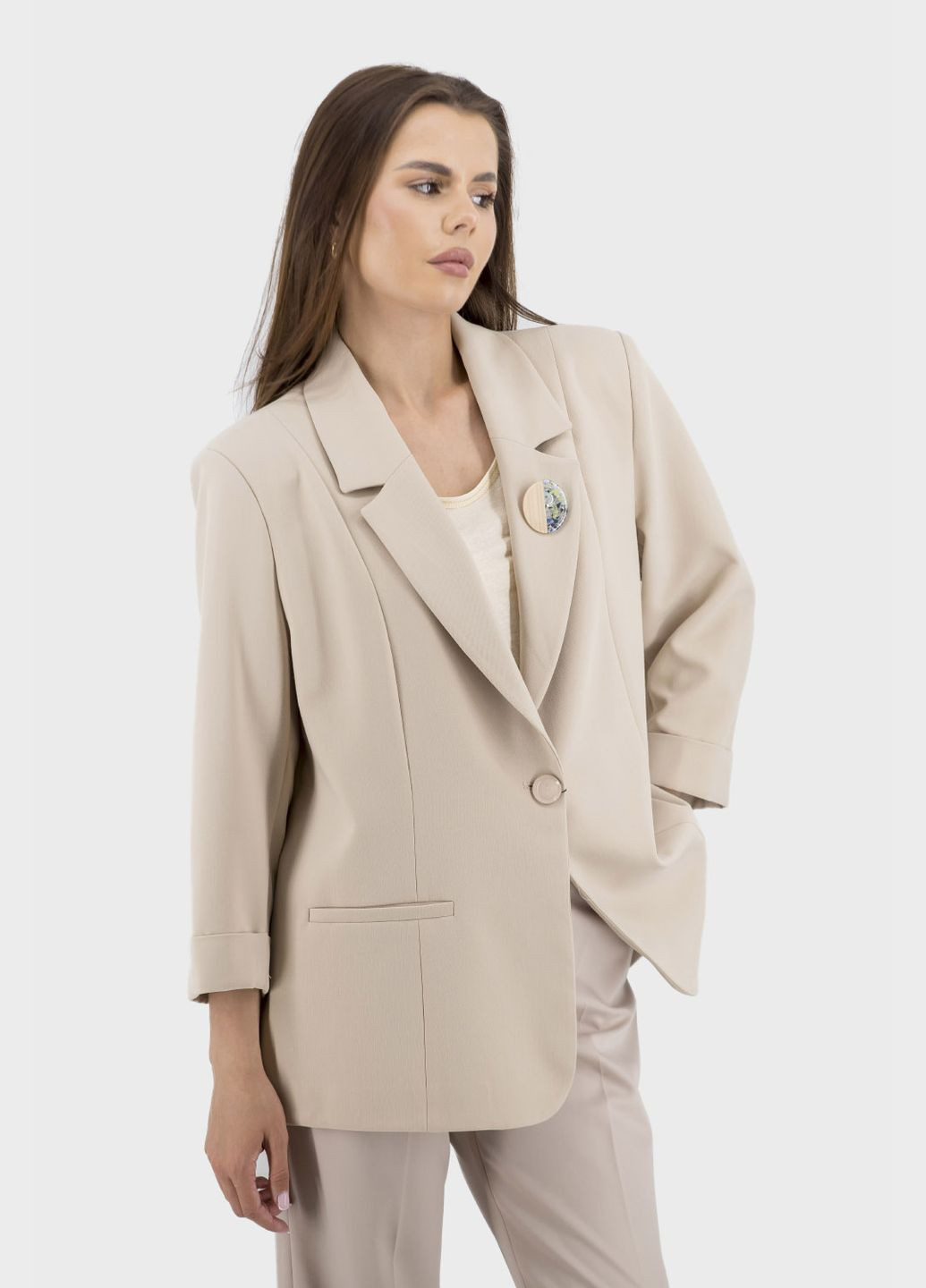 Молочный женский женский пиджак (, ), 43849 Maryland однотонный - всесезон