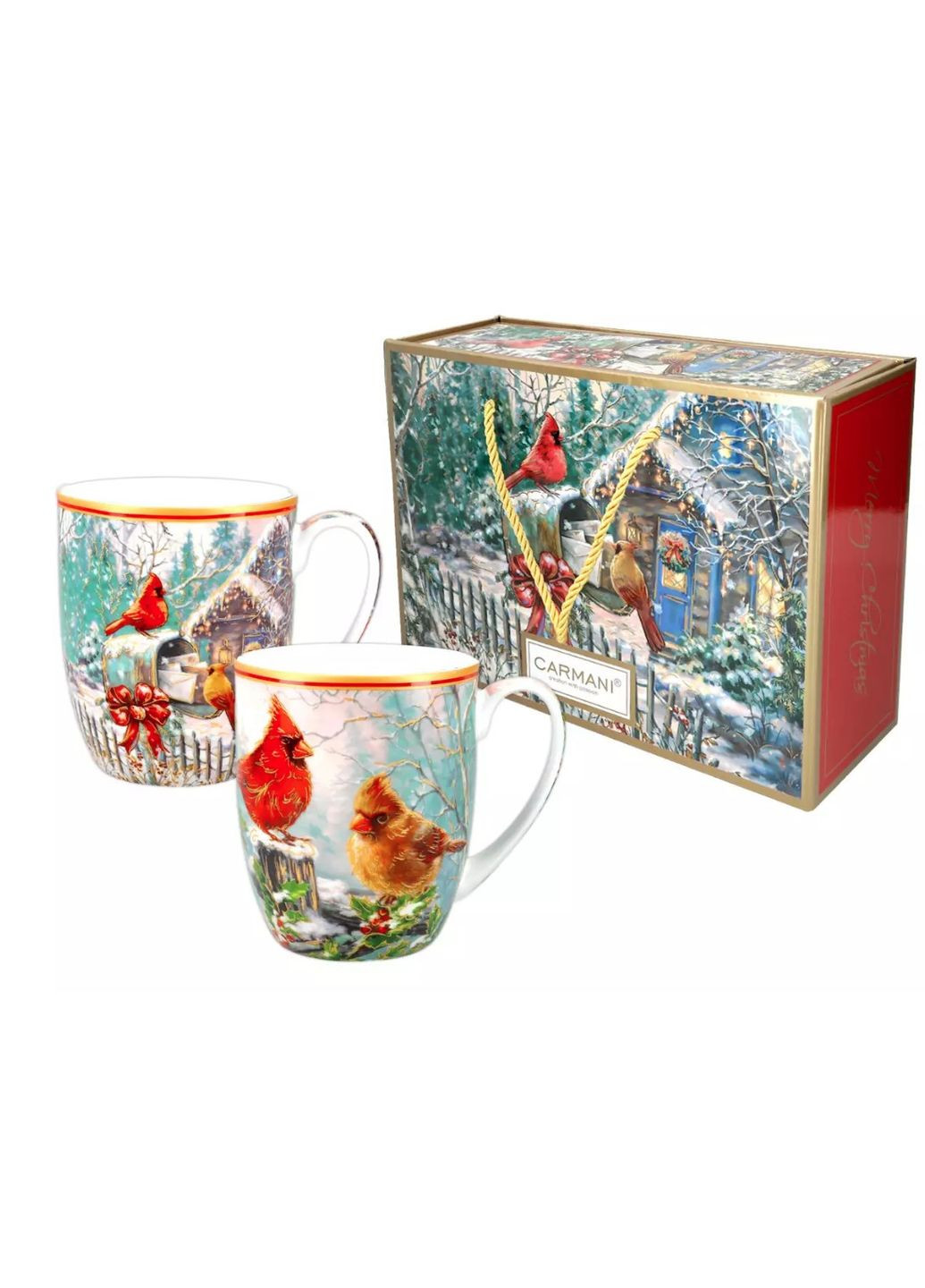 Подарунковий набір з 2-х порцелянових кухлів Зимові птахи, 400 мл (219-9091) Carmani (370439049)