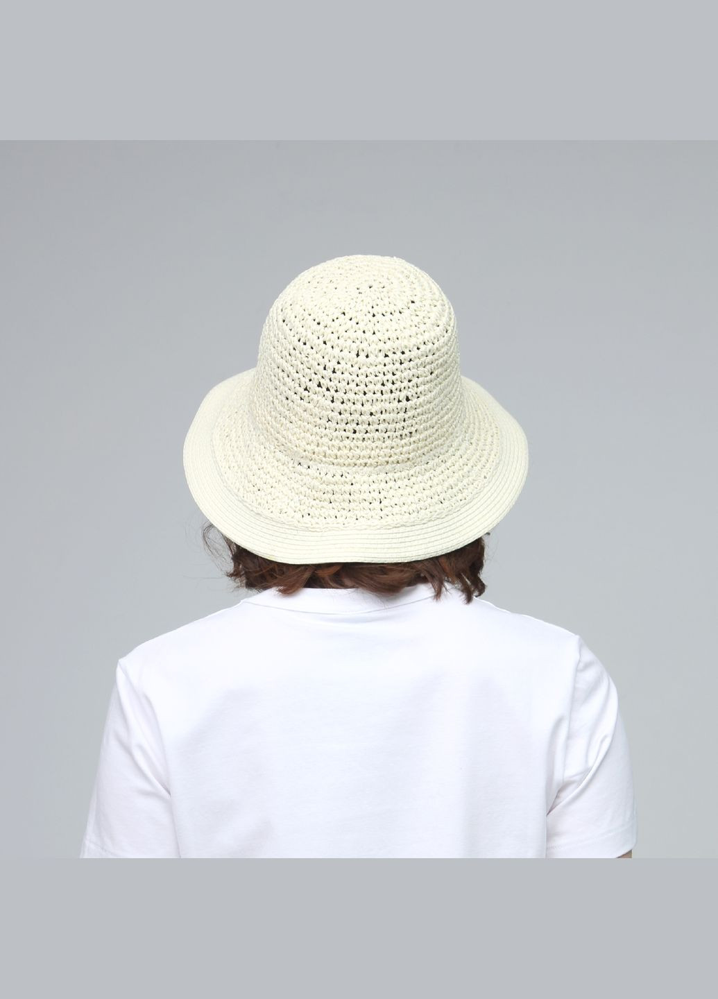 Шляпа с маленькими полями женская бумага бежевая CORA LuckyLOOK 376-442 (289478317)