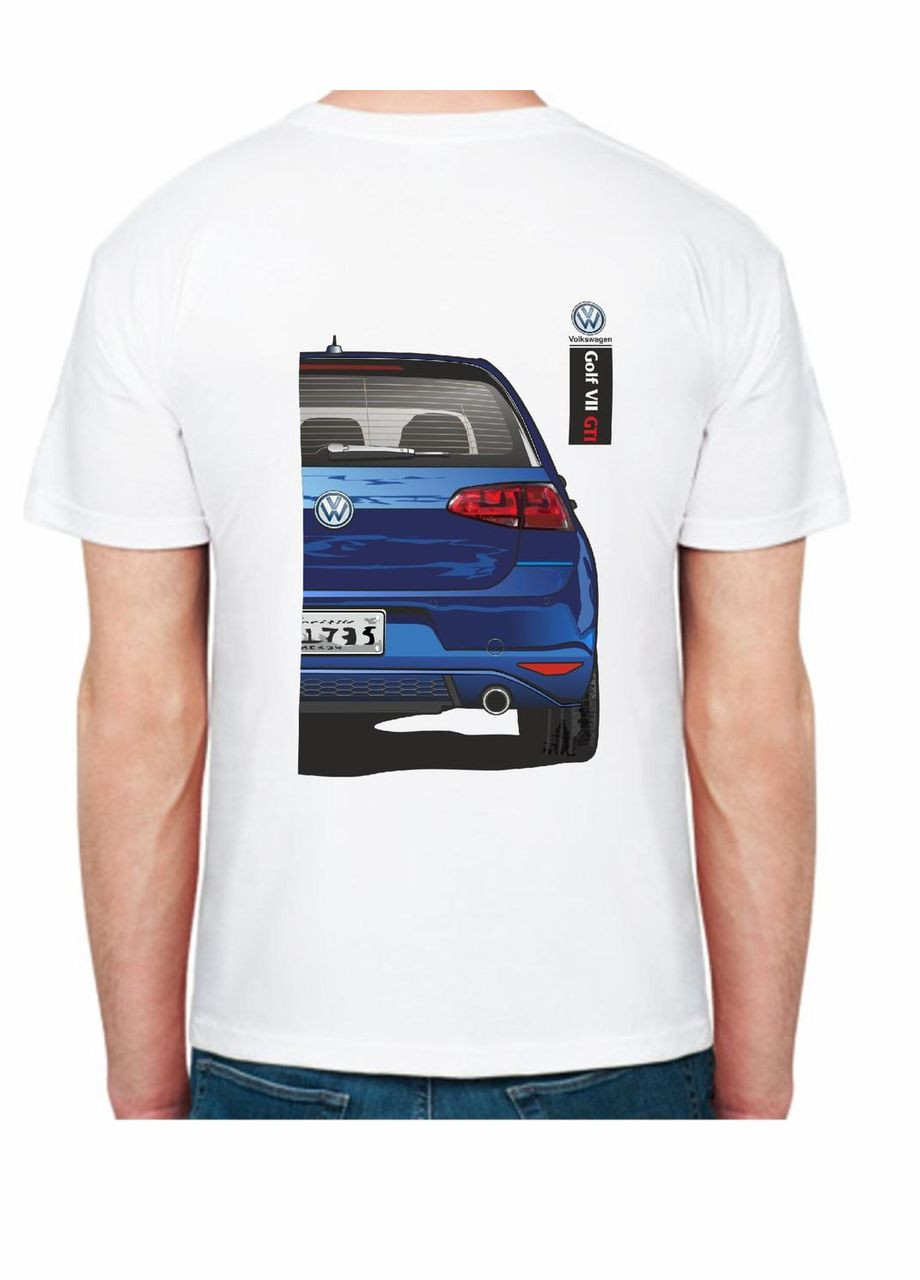 Біла футболка чоловіча з принтом volkswagen golf vii gti fr 307307 біла Avtolife
