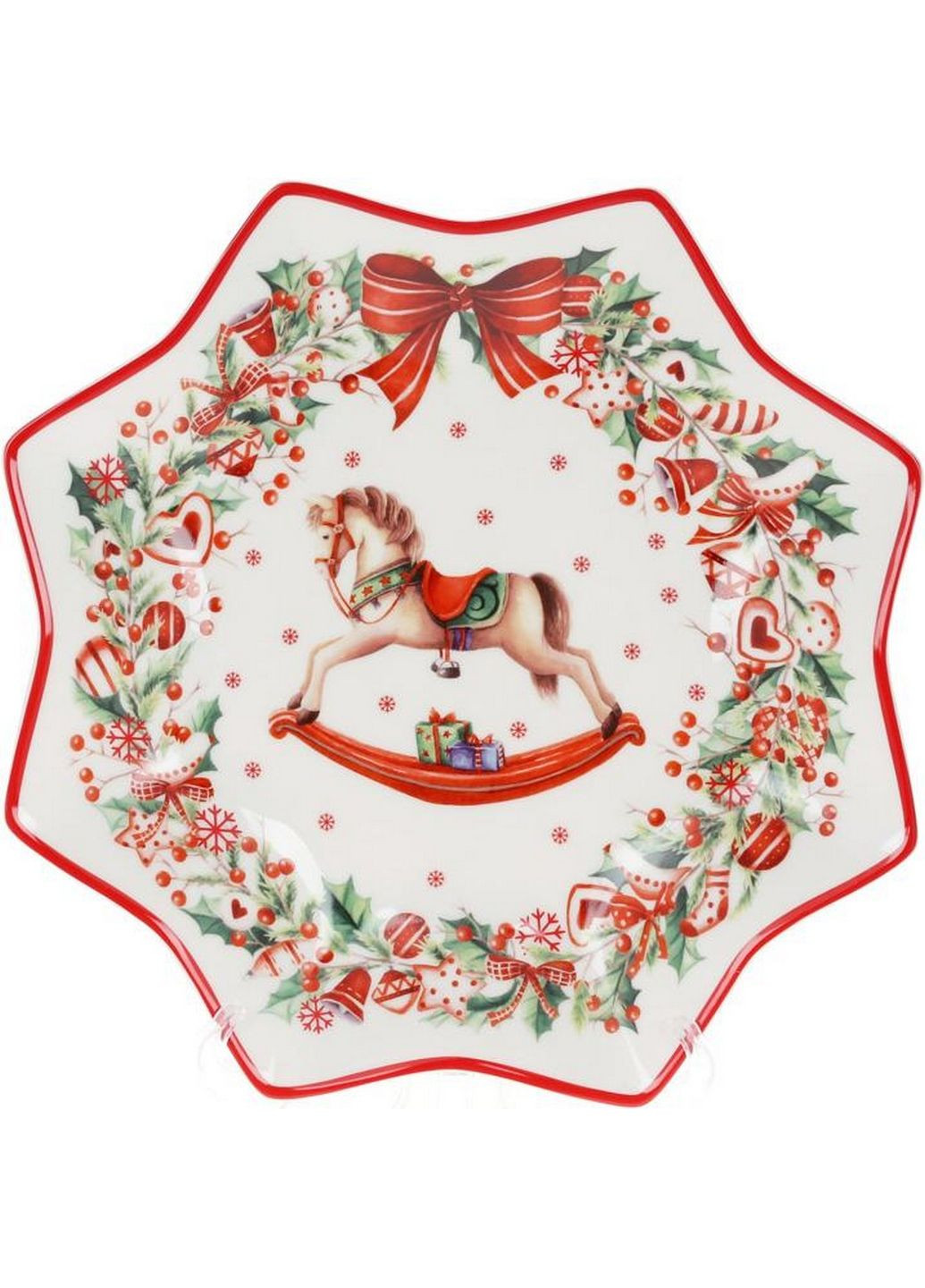 Блюдо в форме снежинки "Рождественская фантазия", фарфоровое 30 см Bona (289460752)