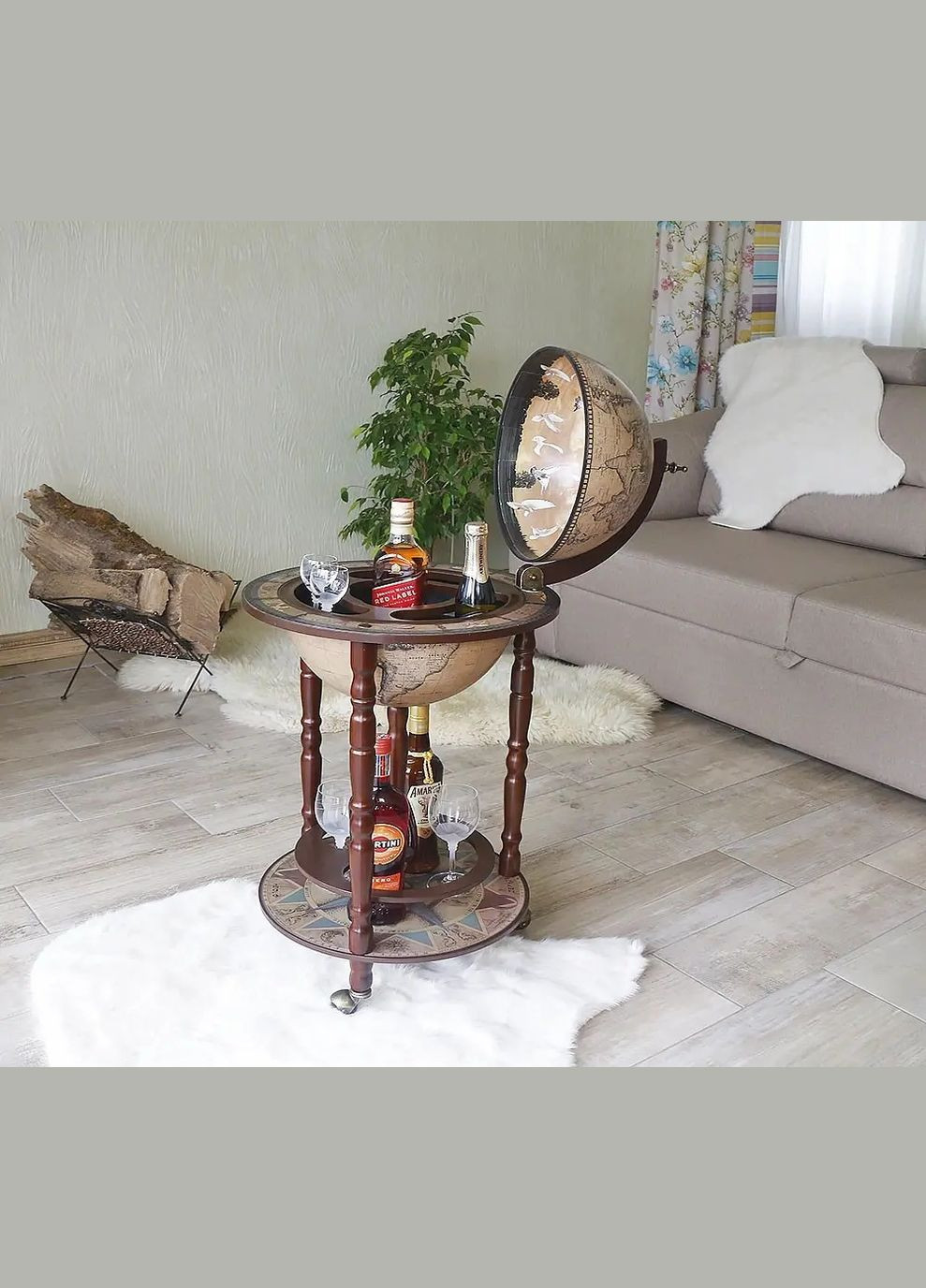 Глобус бар напольный карта мира элитный подарок руководителю| Диаметр сферы 33 см Handmade 33001N (345646758)