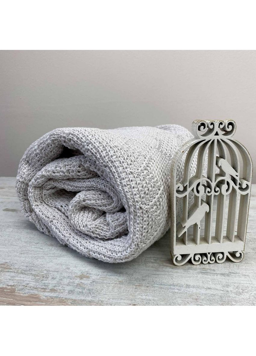 Плед в'язаний Дiно зiгзаг Молочний ТМ Прованс (367726803)