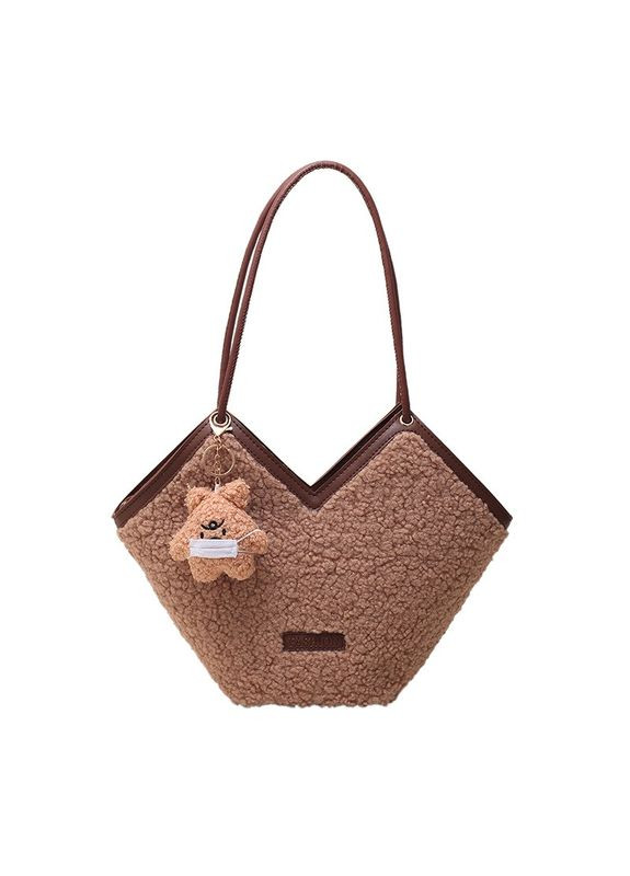 Сумка женская плюшевая с брелком Choco Beige Italian Bags (293083651)