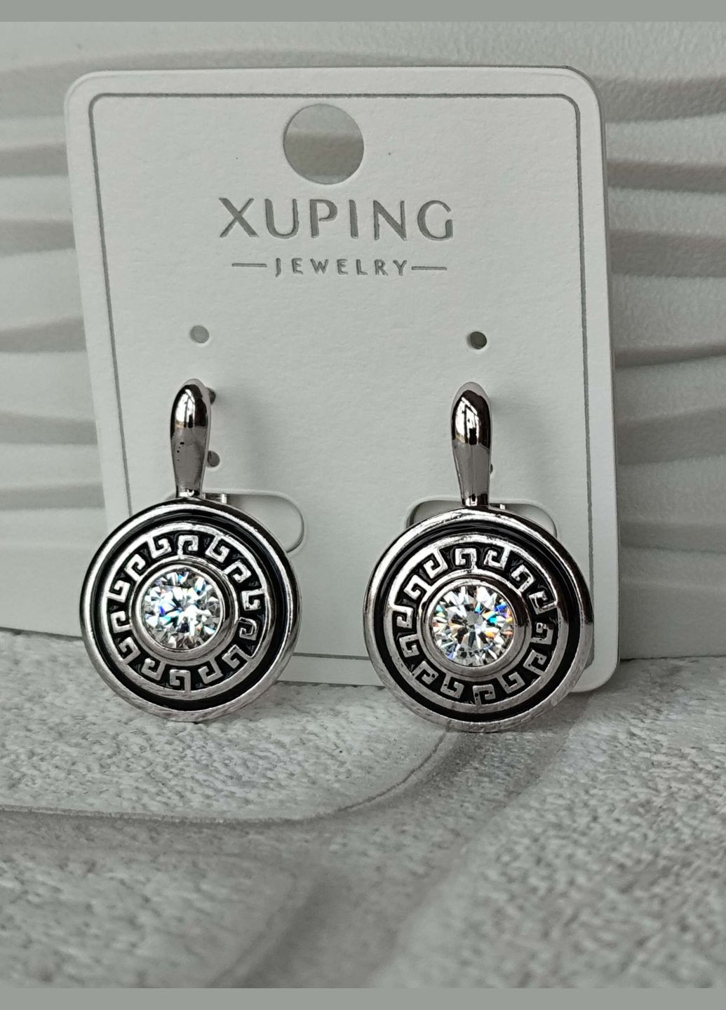 Вінтажні сережки ксюпінг xuping родій медична сталь чорна емаль Xuping Jewelry (337503358)