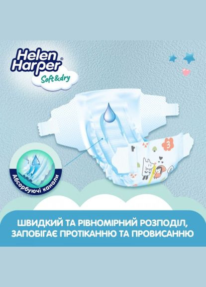 Підгузки Soft&Dry New Midi Розмір 3 (610 кг) 54 шт (2316772) Helen Harper softdry new midi розмір 3 (6-10 кг) 54 шт (275092792)