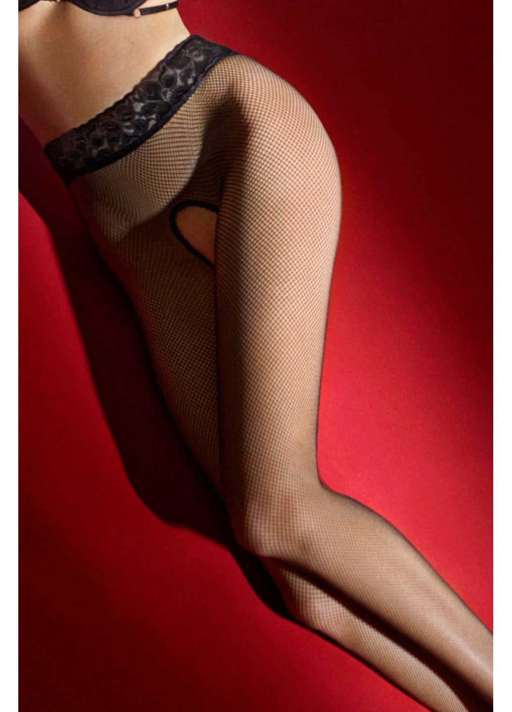 Колготки в сеточку с кружевным поясом и вырезом бикини RAJSTOPY H08 Nero ( ) Marilyn (349500044)