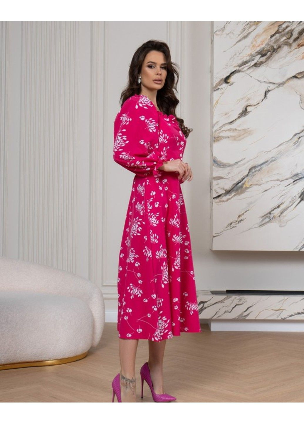 Малиновое повседневный платье sa-515 xl малиновый ISSA PLUS