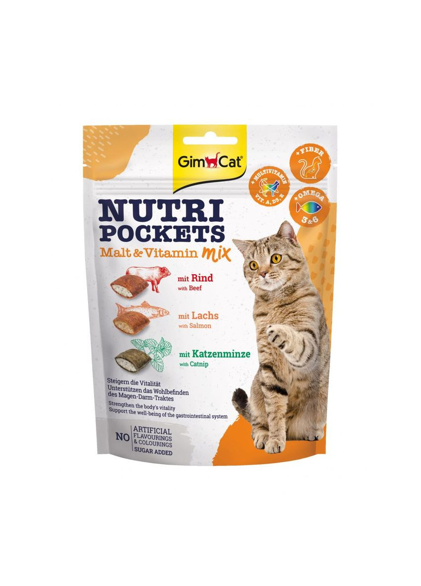 Ласощі для кішок GimCat Nutri Pockets Malt & Vitamin Mix, 150 г Gimpet (292260010)