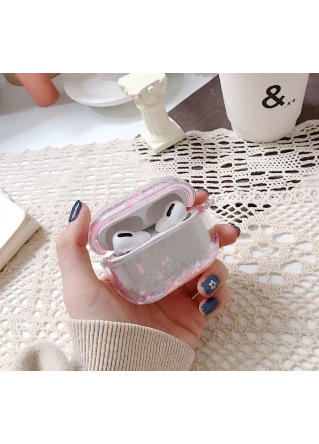 Чохол для навушників з блискітками рожевий Trends Airpods Pro (360897072)