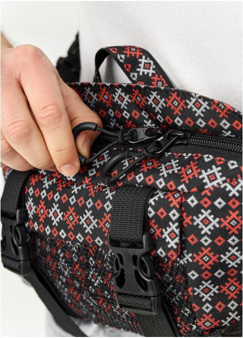 Большая тканевая мужская поясная сумка бананка Черная с принтом (1010038721) Sambag (360965672)