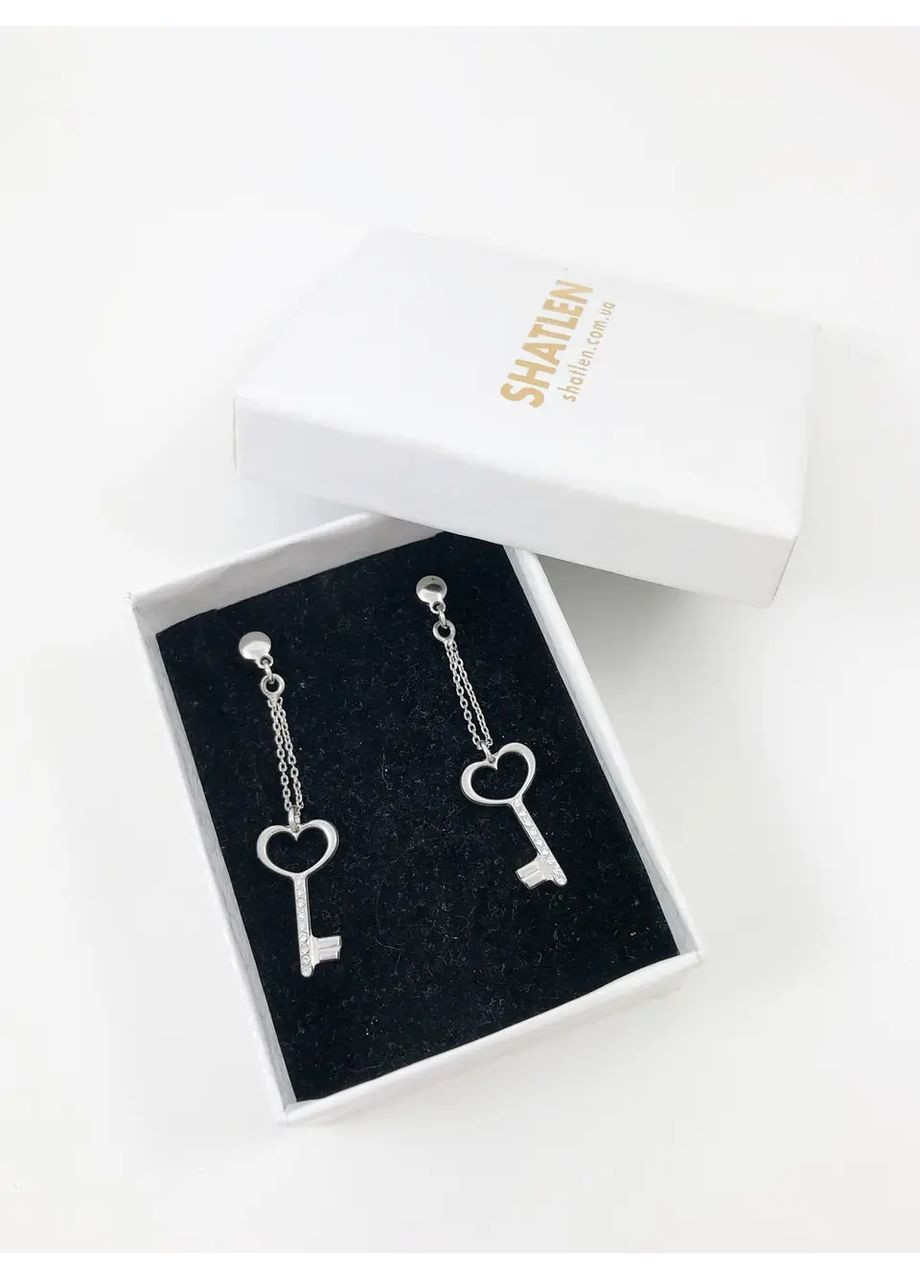 Серьги-подвески серебряные "Ключик к сердцу" 6242 No Brand Сережки (372182216)