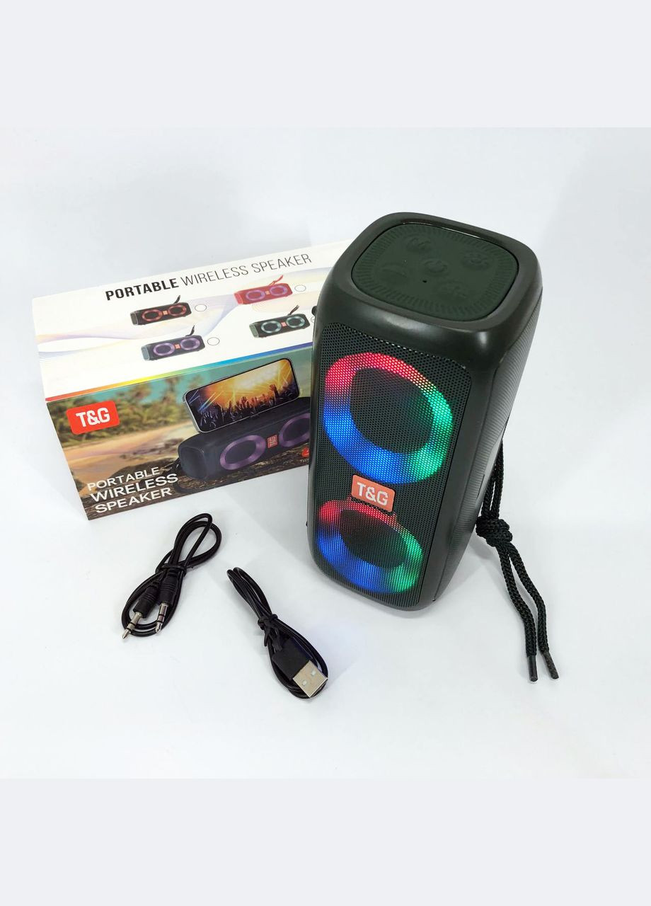 Портативная колонка TG333 2x5W с подсветкой RGB, аккумуляторная колонка для музыки. Цвет: зеленый No Brand (365751955)