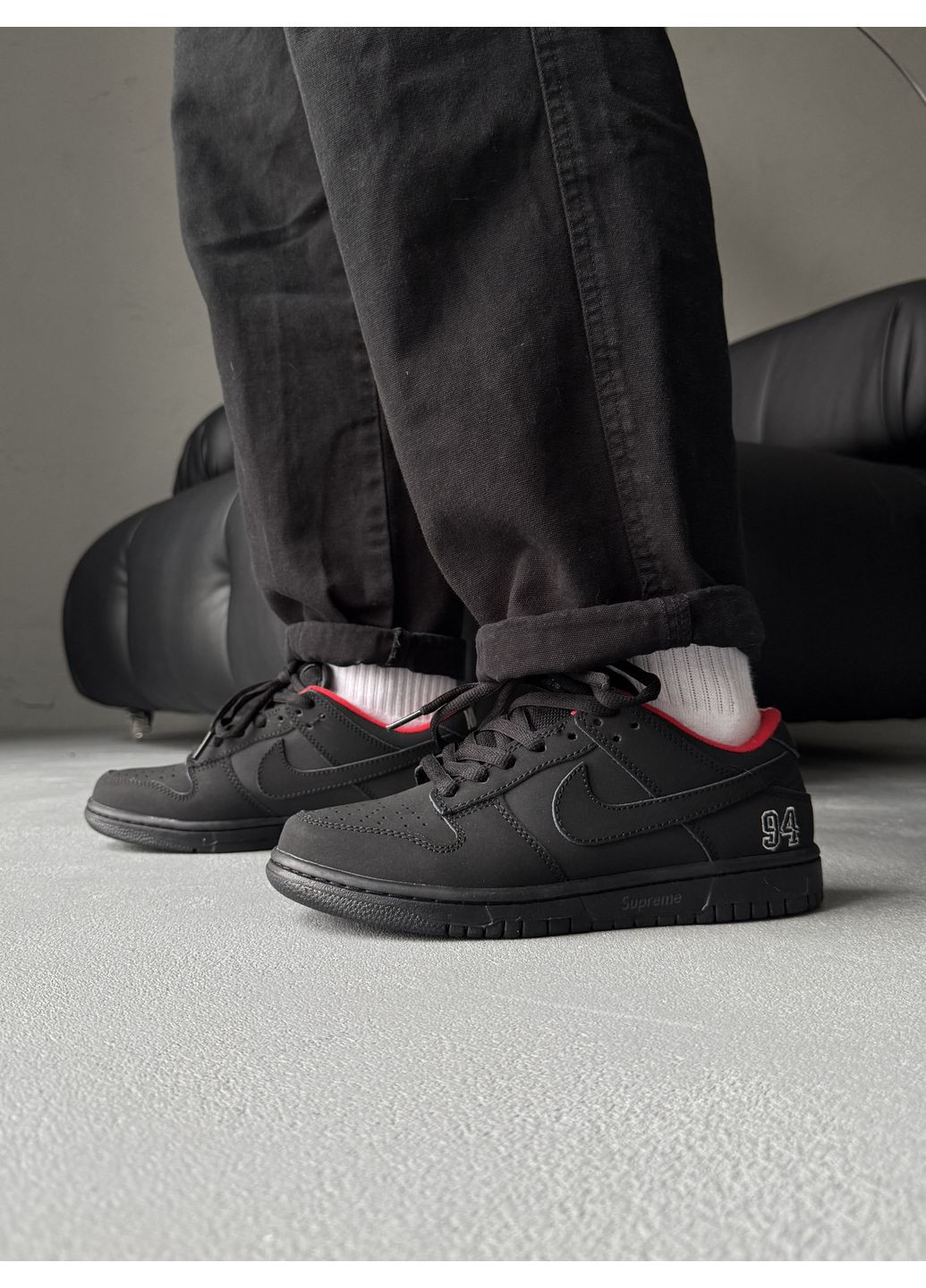 Кросівки жіночі та чоловічі Nike SB Dunk x Supreme 94 Black | Найк СБ Данк Супрім чорні No Brand чорні демісезони (373642535)
