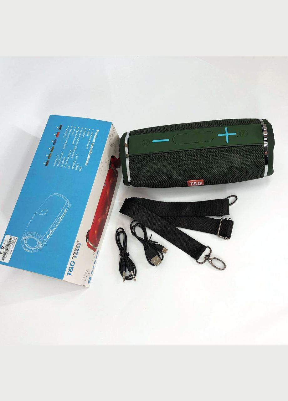 Портативна колонка TG642 з RGB-підсвіткою і ремінцем, гучна блютуз-колонка. Колір: зелений T&G (359429539)