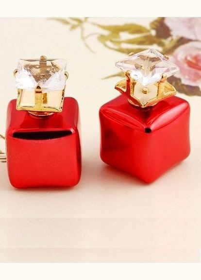 Красные серьги кубики с кристаллом, 8187 Fashion Jewelry (336949663)