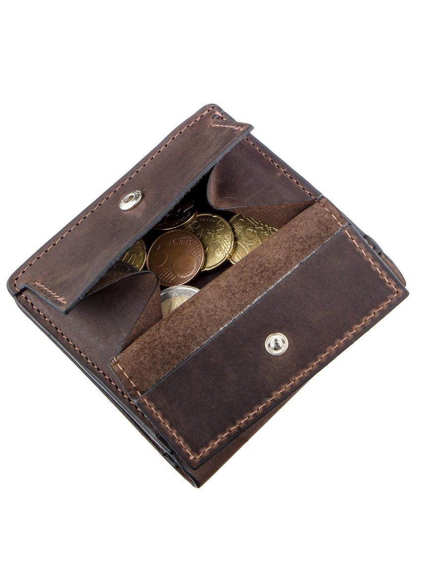 Кожаное портмоне мужское с накладной монетницей 11223 Коричневое Grande Pelle (306882175)