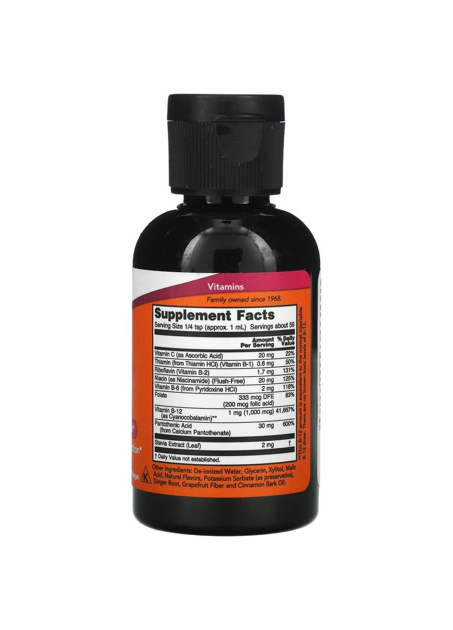 Комплекс вітамінів групи В Вітамін В12 B-Complex В-12 59 мл Now Foods (357343079)