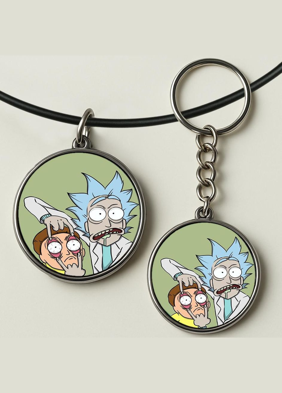 Набор подвеска (кулон) и брелок Рик и Морти #02 (подарочный набор) No Brand (332633635)