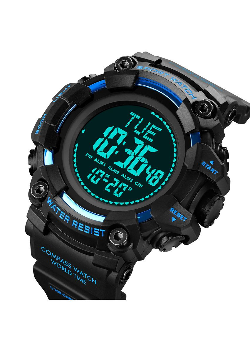 Спортивные часы 2037BU Blue электронные для мужчин водонепроницаемые с подсветкой для тренировок ProDobro (367267138)