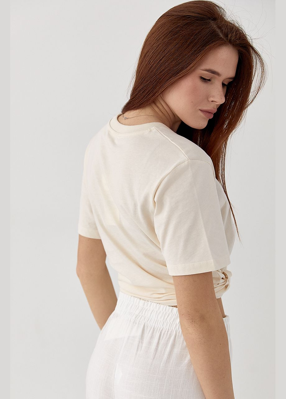 Футболка з написом Very Сhic з бісеру - світло-сірий колір Lurex - (335077296)