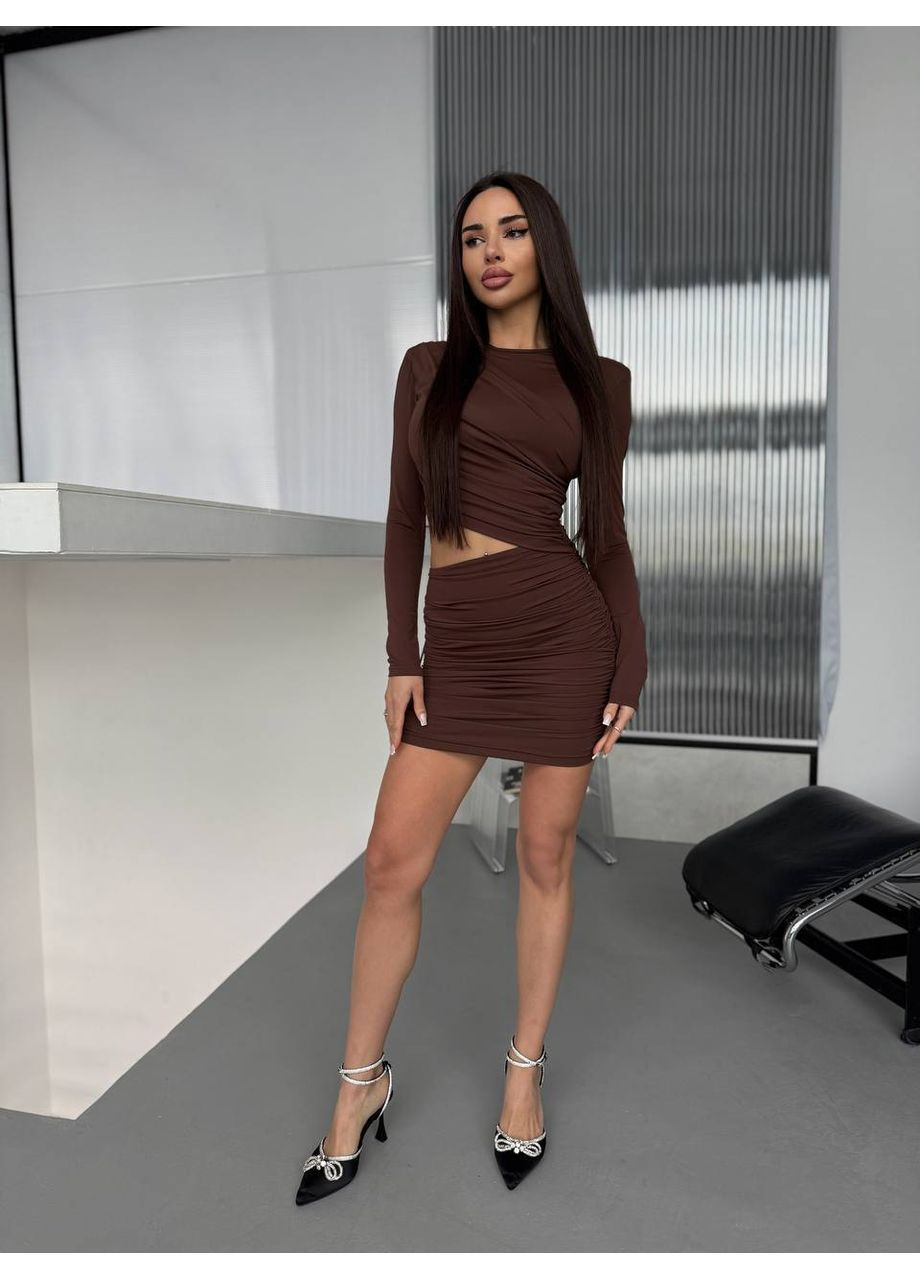 Кавова ділова, кежуал сукня No Brand однотонна