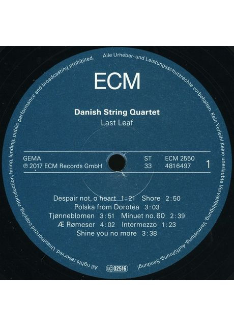 Вінілова Платівка Danish String Quartet – Last Leaf (LP, Album, Stereo, Vinyl) (028948164974) No Brand (369740020)