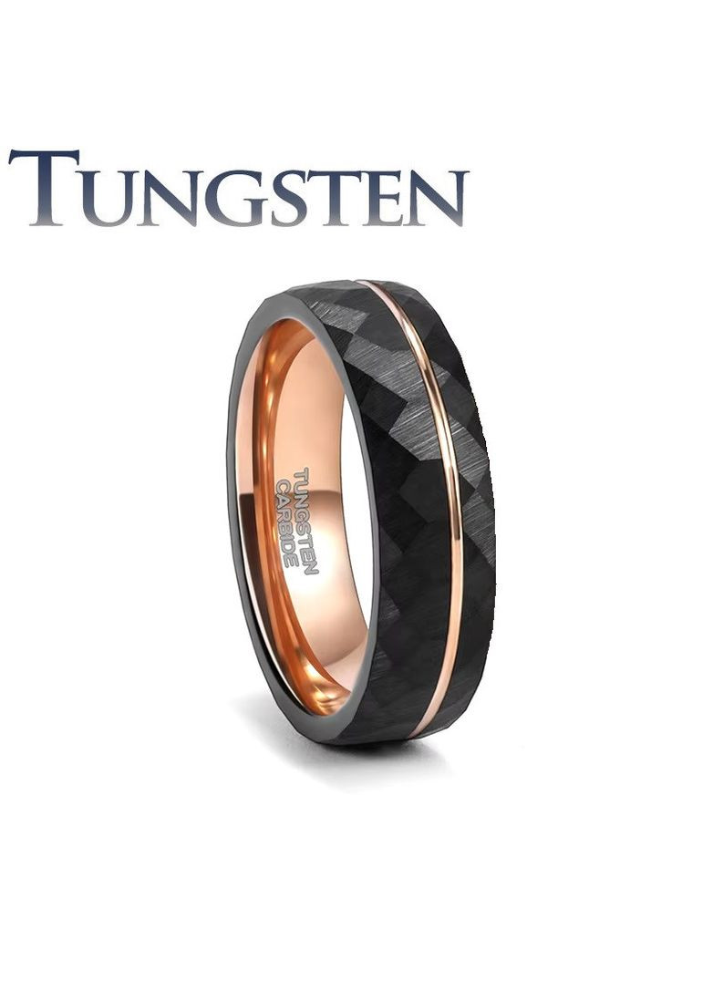 Кольцо из карбида вольфрама R-TU31-6-12 черное матовое с золотистым (Размер 12сша (наш ) ширина 6) Spikes (333698554)