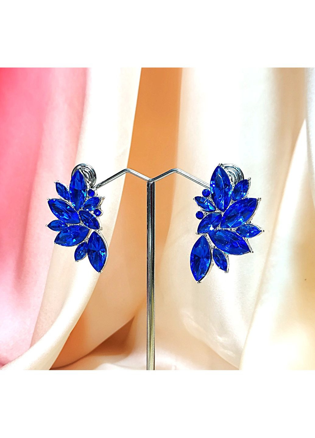 Серьги бижутерия вечерние Синие стразы No Brand (361081022)