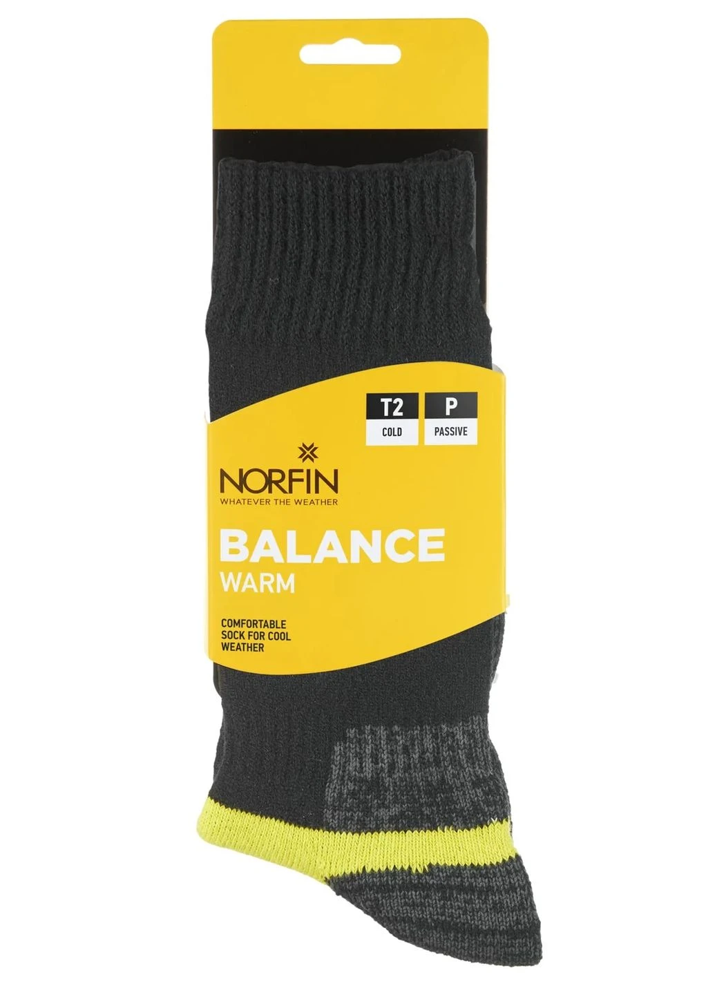 Чёрные высокие носки norfin t2p balance warm crew 75% акрил черные (400977005)