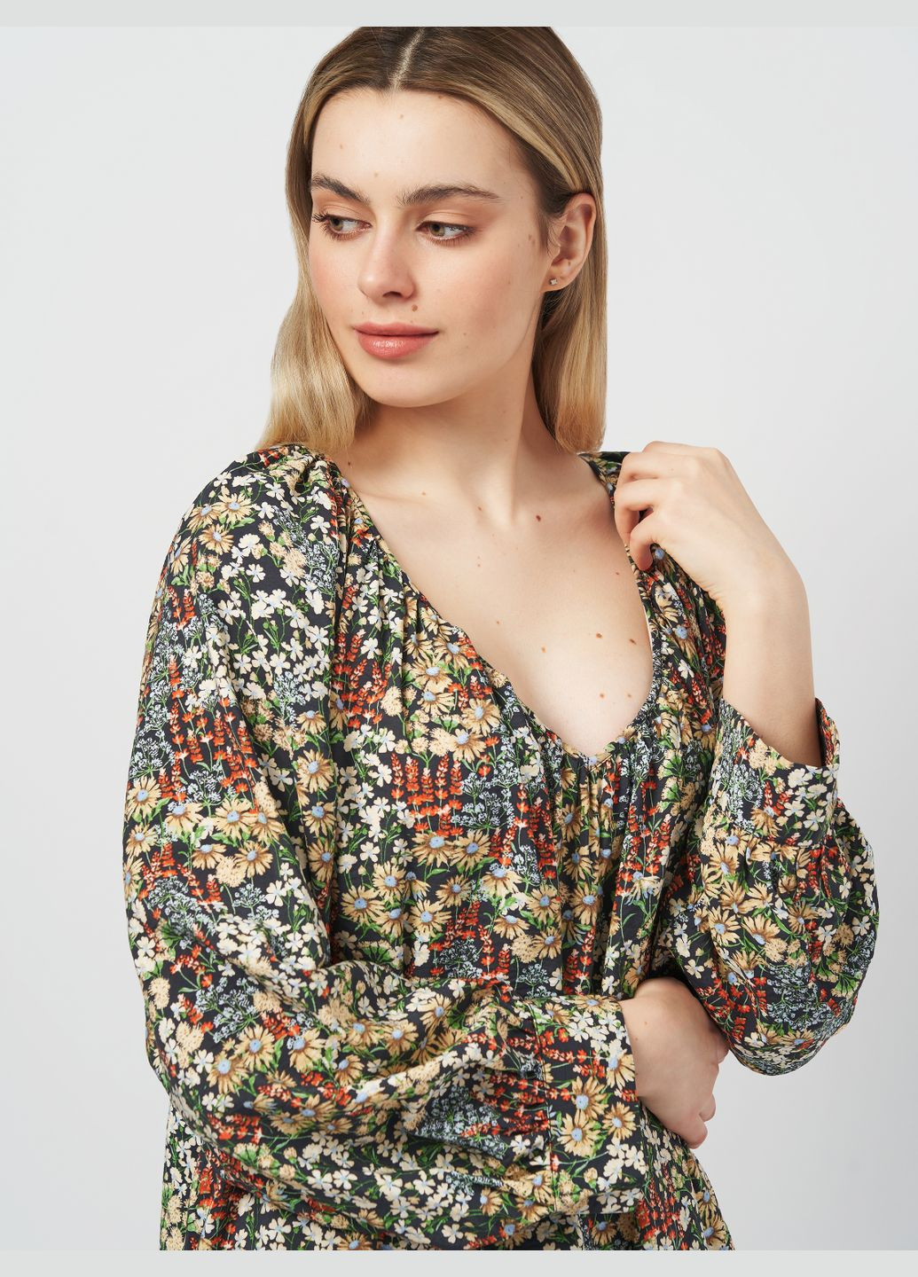 Комбінована повсякденний сукня H&M з квітковим принтом