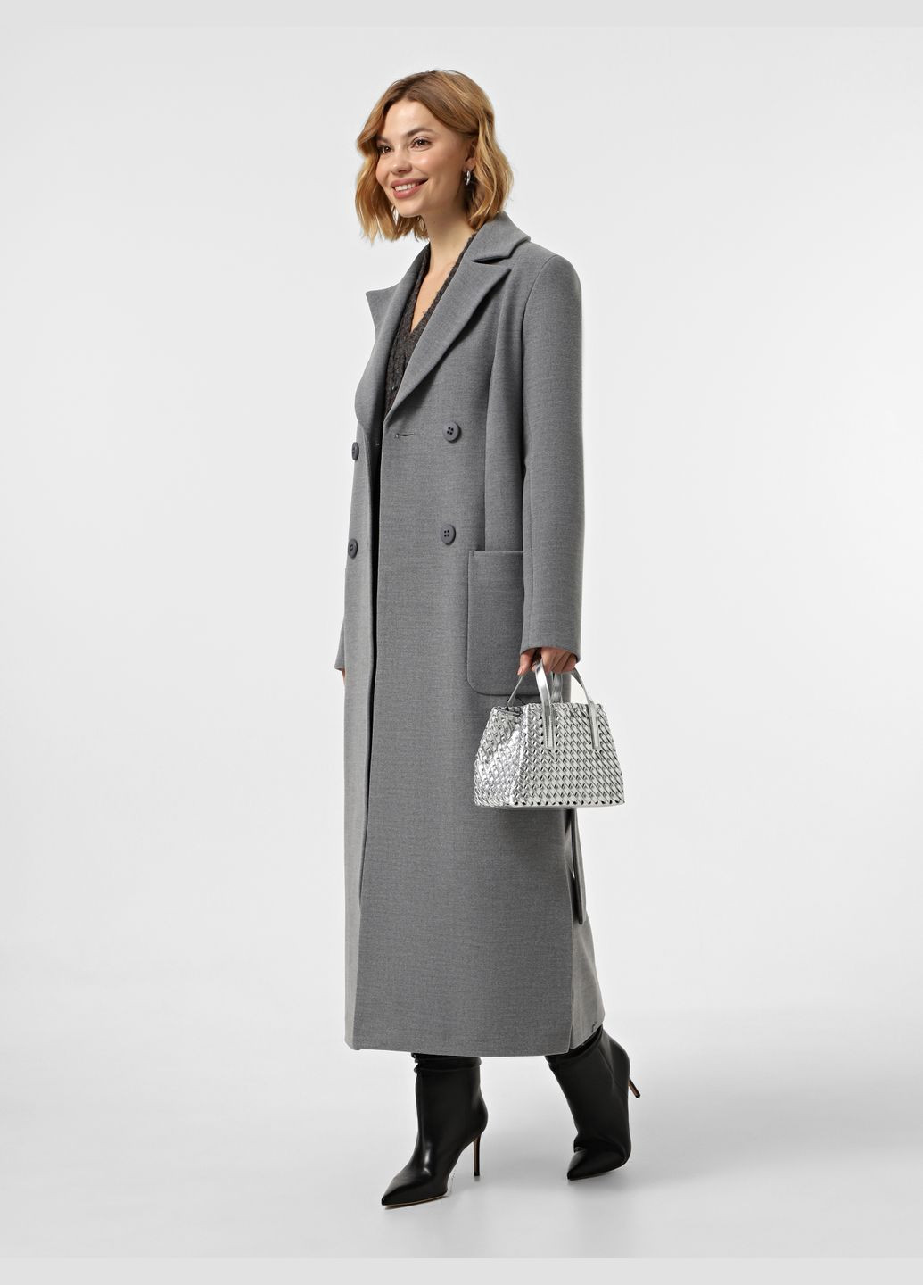 Сіре демісезонне Пальто демісезонне сіре 1957BL двобортне DANNA