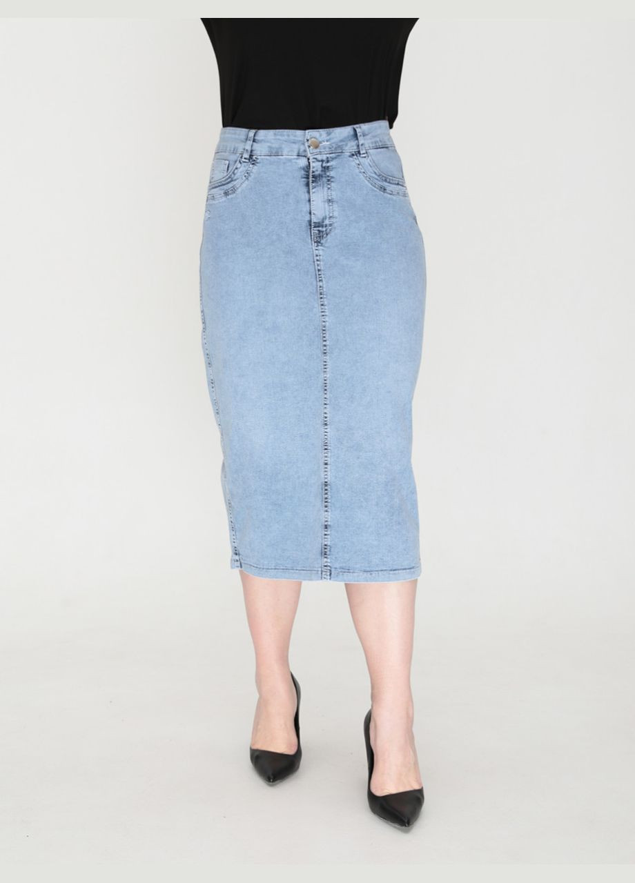 Спідниця жіноча джинсова тонка міді блакитна Estensivo Пряма (329854086)