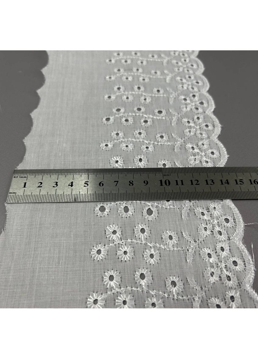 (TJ-20270) Мереживо на батистовій стрічці 14,5 см - білосніжний Plus-plus (354793896)