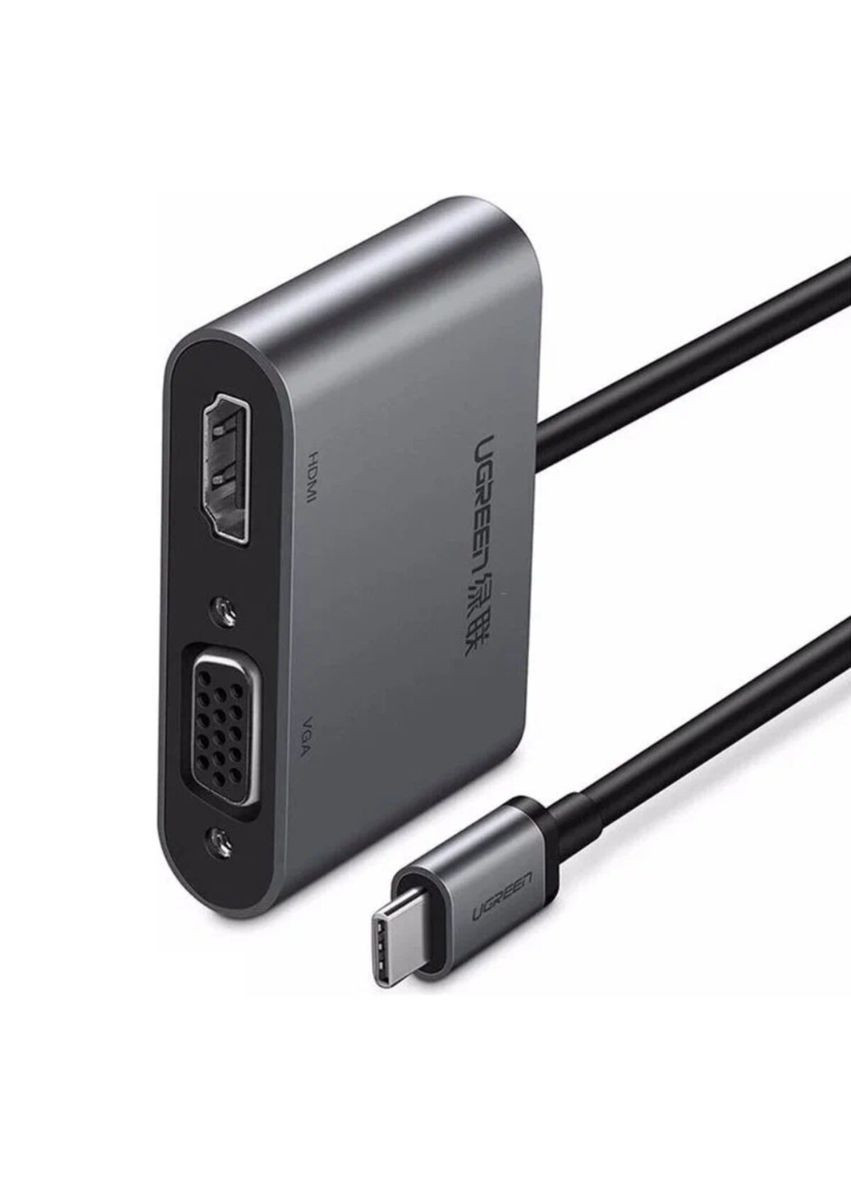 Хаб USBC to HDMI + VGA + USB 3.0 Adapter with PD (Space Gray) Ugreen (315142947)
