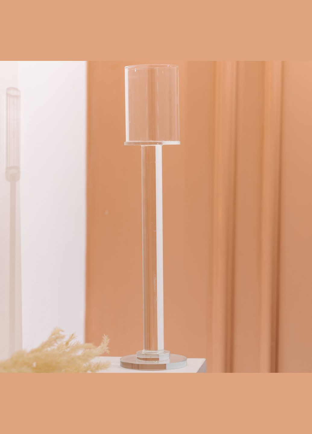 Свічник скляний високий Cylinder 36 см Yiwu (330033691)