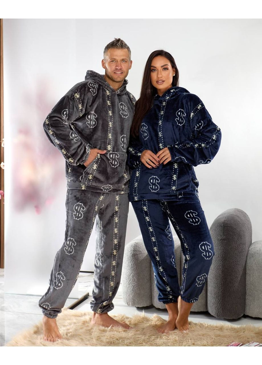 Темно-синя жіноча плюшева піжама Osoblyva