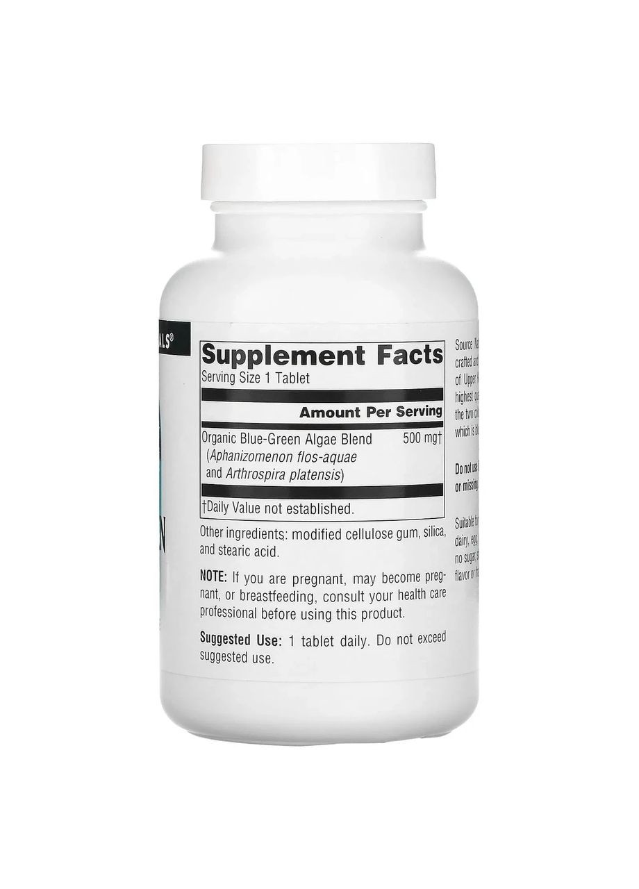 Синьо-зелені водорості Blue-Green Algae 500 мг 200 таблеток Source Naturals (361114670)