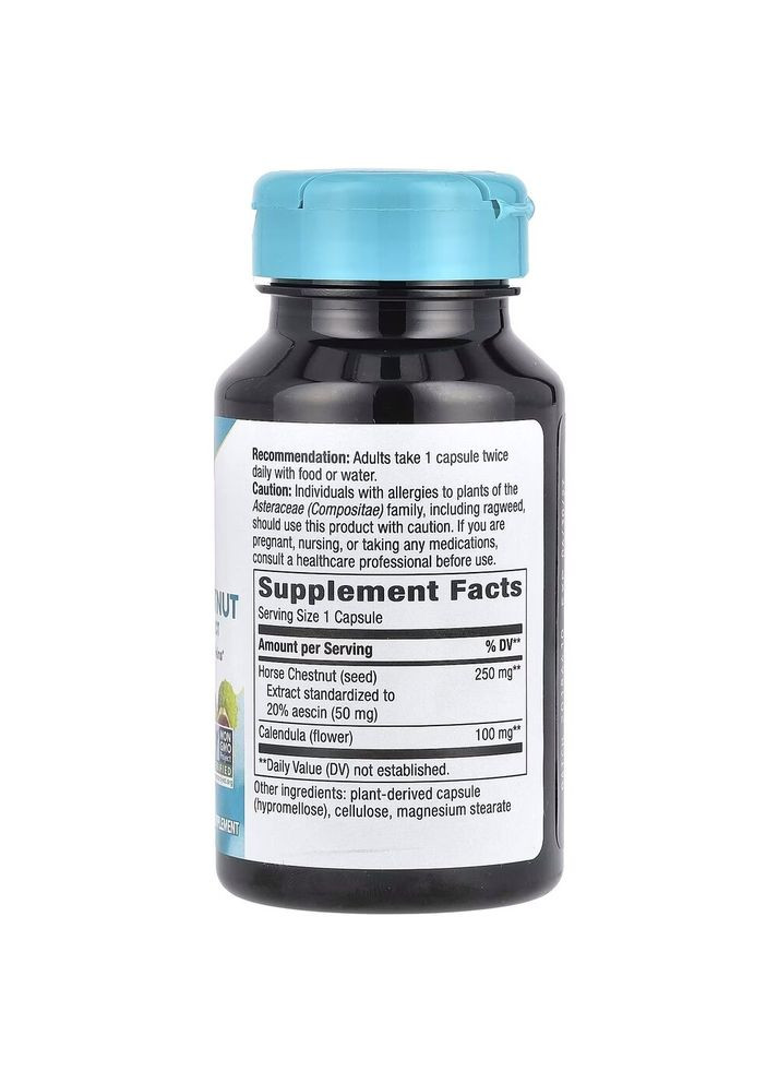 Экстракт семян конского каштана Horse Chestnut, 90 капсул для поддержки вен и капилляров Nature's Way (334706552)