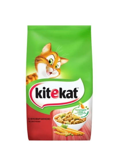 Сухий корм для кішок Яловичина з овочами 1.8 кг (5900951137877) Kitekat Яловичина з овочами 1.8 кг (401808150)